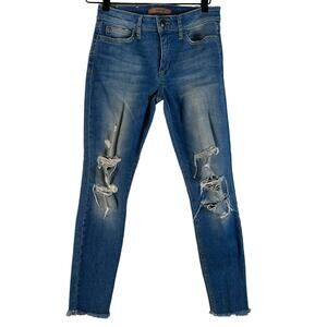Joe's Jeans Womens Distressed Skinny Jeans Gretchen Stretch Raw Hem Size 28